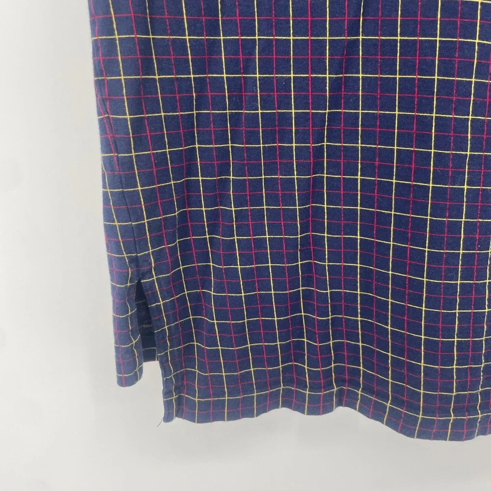 Polo Ralph Lauren VTG Polo Shirt Mens L Blue Plaid‎ Windowpane Check Cotton Logo